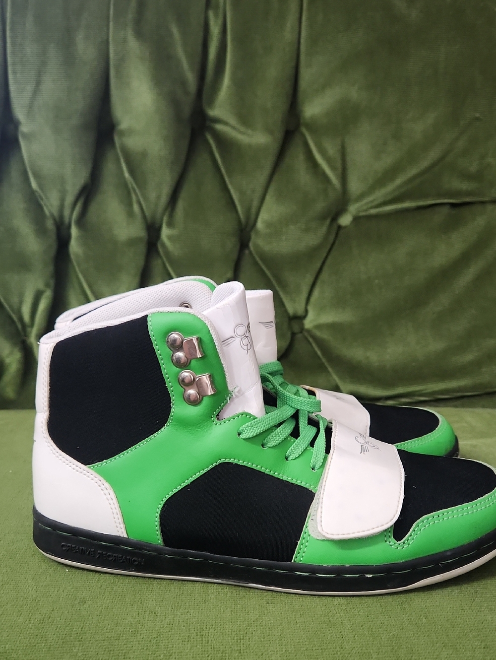 Creative Recreation High-Top Sneakers in Green, Black and White